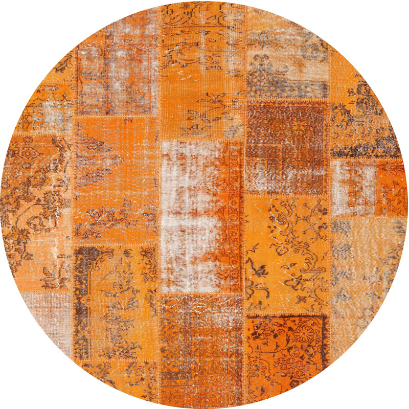 Tapis contemporain jaune, Rond 6 pi
