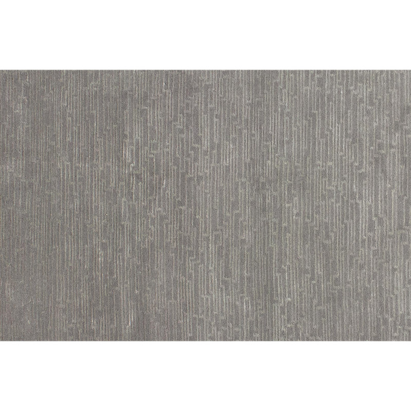 Hand Knotted Area Rug in Silver, Rectangle 6' x 9'