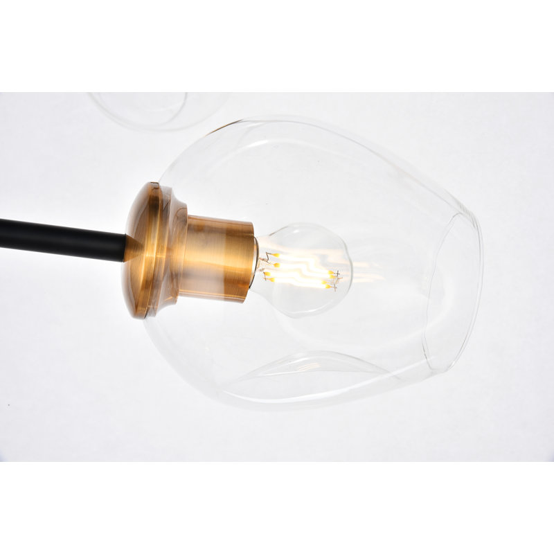 Lustre linéaire moderne Spoutnik à 7 lumières Spinks, 79", Laiton antique clair / noir mat, 9 lumières
