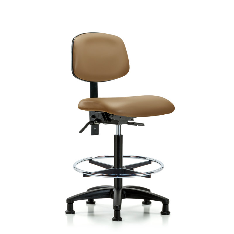 Barbosa Vinyl Drafting Chair, Glides, Included, Taupe