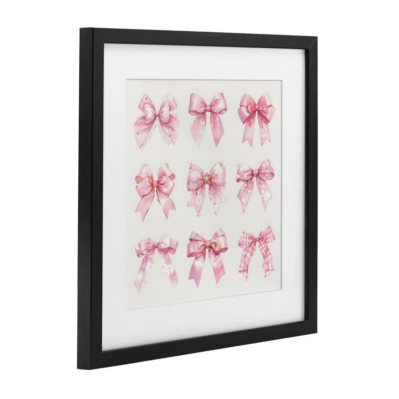 Ribbon Bow Styles Grouping Framed Print Under Glass, design by Creative Studio, 13" H x 13" W, Midnight Black Frame