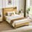 Full Extra Long(Twin XL) Size bed frame with storage headboard, built-in charging station, wavy curved lines design, silent operation, metal support, Natural-1532434734-1540918189