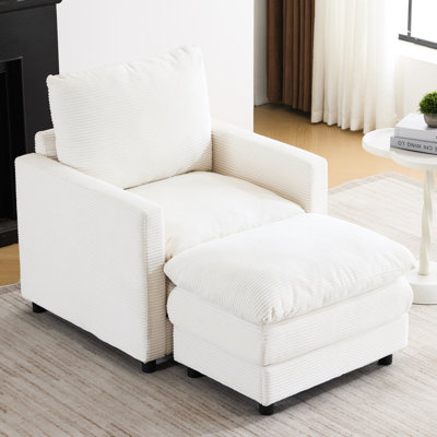 Fauteuil surdimensionné en velours côtelé avec fauteuil beige, fauteuil relaxant pour chambre à coucher, salon, structure de bureau beige et niveau de confort supérieur
