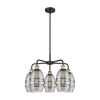 Dundrod 5 - Light Steel Dimmable Round / Oval Chandelier