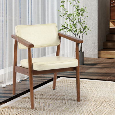 Hisaw Faux Leather/Fabric Upholstered Armchair Classic Dining chair with Armrest