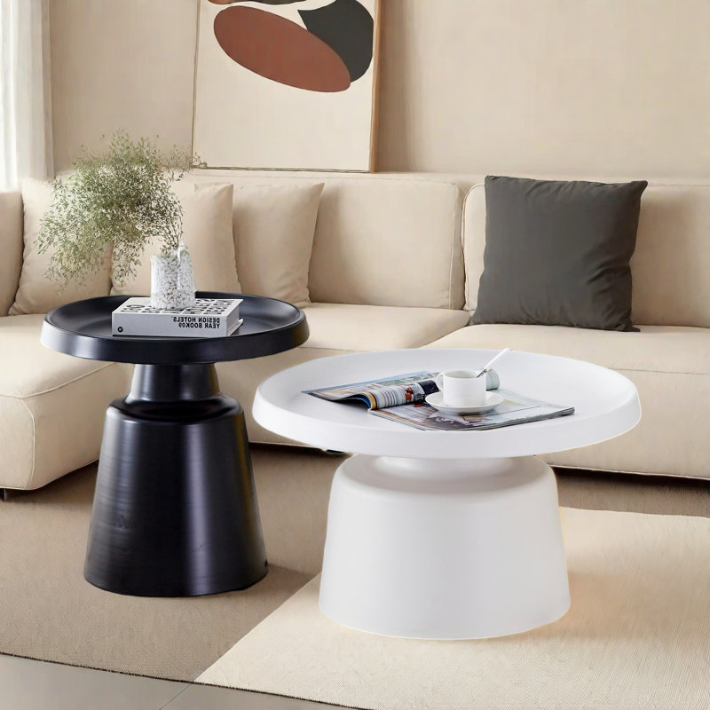 2 Piece Round Nesting Coffee Table Set