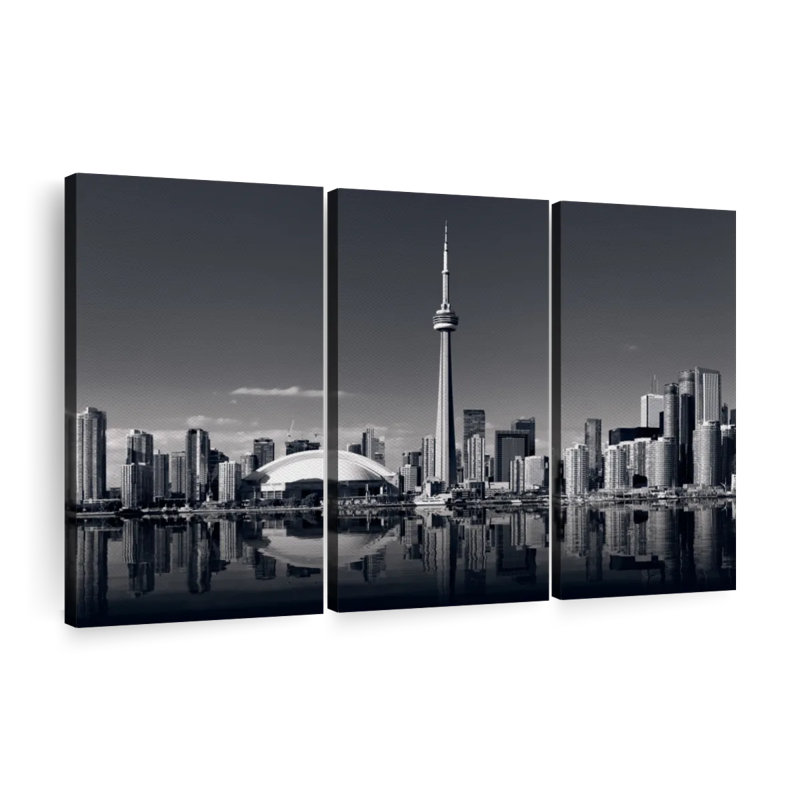 «Toronto Skyline monochrome», 3 pièces, H 20 po x l 33 po