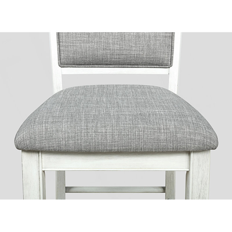 Tabouret de bar 2 pièces Farmhouse Style, Siège gris / cadre blanc
