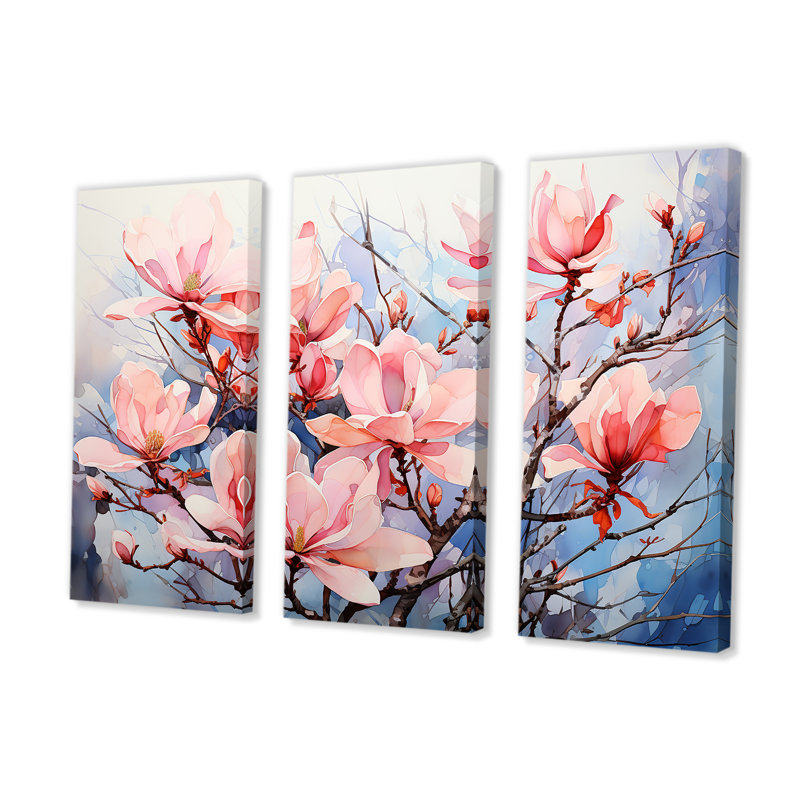 «Lavish Magnolia Tree IV - Magnolias», ensemble de reproductions d'art mural, H 40 po x l 60 po x P 1 po