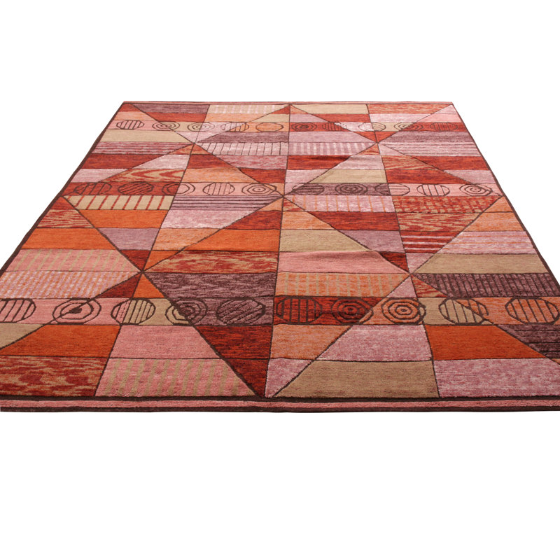 Scandinavian Hand Knotted Wool Geometric Area Rug, Rectangle 5' x 8'