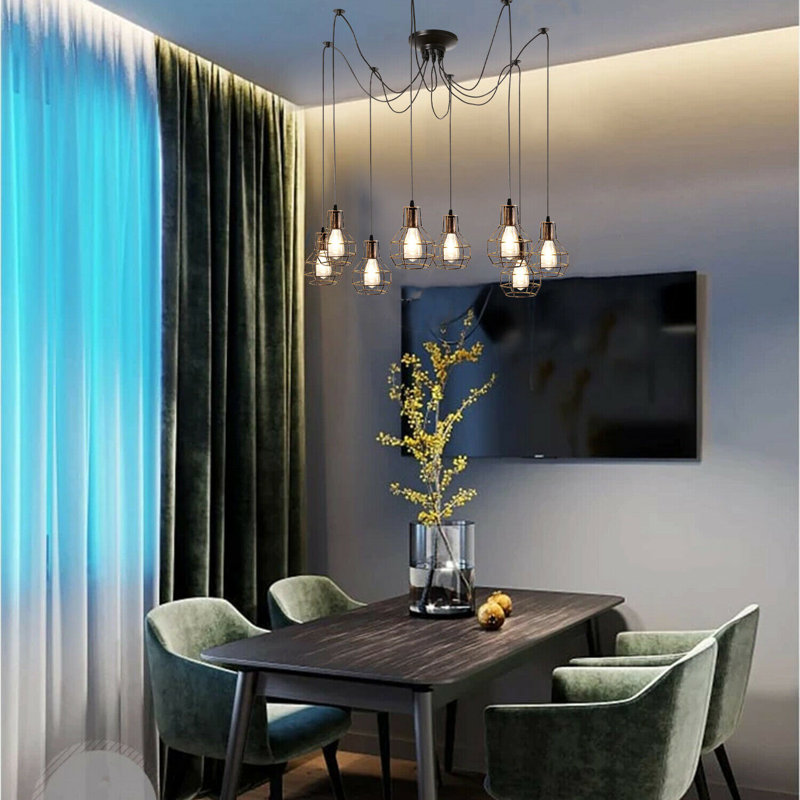 Seger 8 - Light Cluster Pendant, Brushed Copper