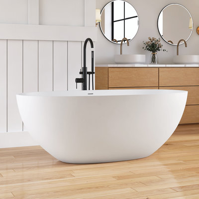 Forma 61'' Freestanding Tub Solid Surface Stone Resin Free Standing Soaking Bathtub