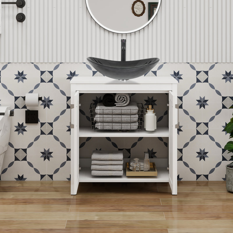 Meuble-lavabo simple 30 po avec lavabo moderne autoportant, Blanc