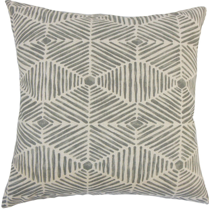 Coussin en coton cais, H 18 po x l 18 po x P 5 po, Gris