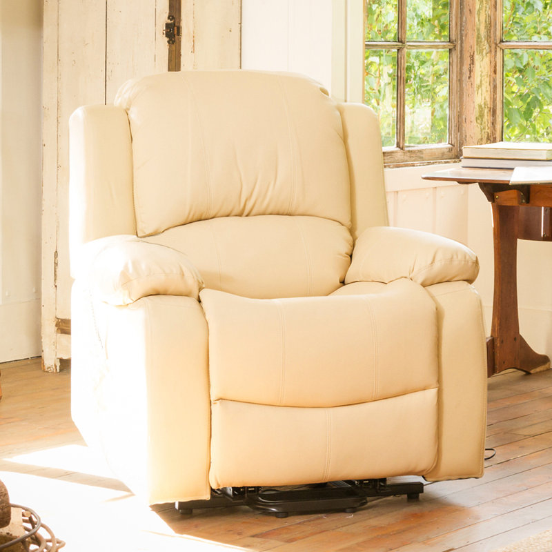 Marisela 92cm Wide Faux Leather Standard Recliner, Cream