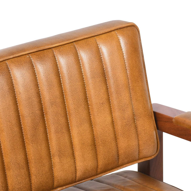 52 cm H Genuine Leather Cantilever Chair in Tan