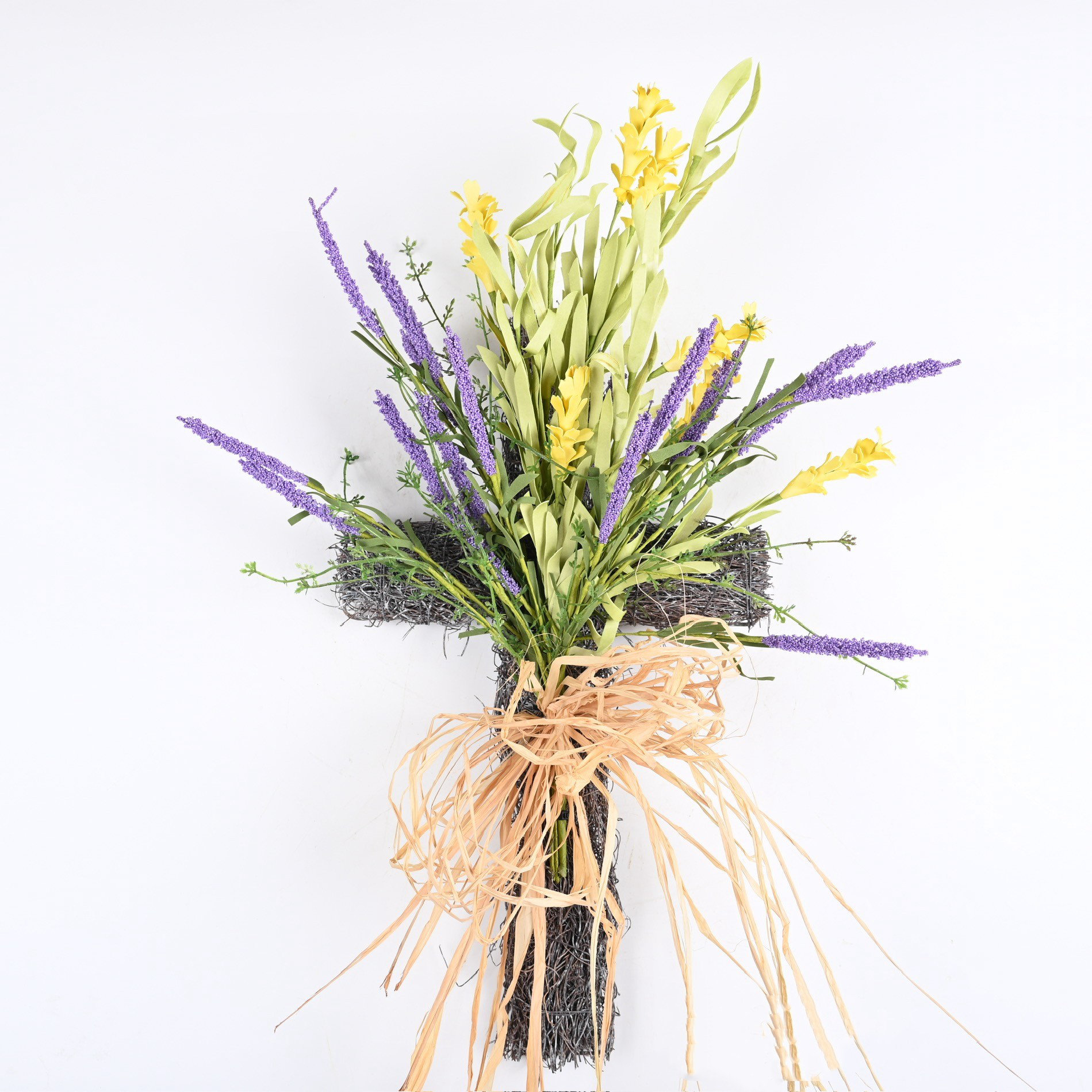 The Holiday Aisle® Handcrafted Faux 12'' Easter Front Door Cross Wreath | Wayfair