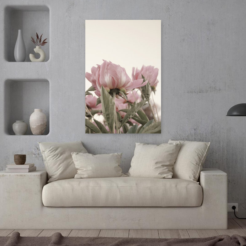 Art mural mural romantique romantique avec pivoine romantique nostalgie, H 36 po x l 24 po