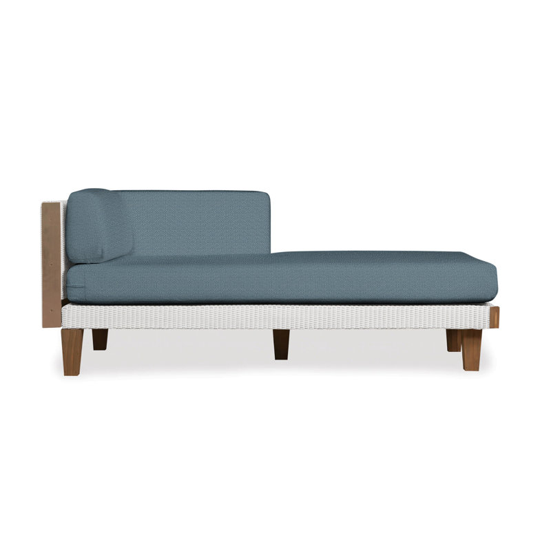 Catalina Outdoor Teak Chaise Lounge, Sandberg Pewter, White