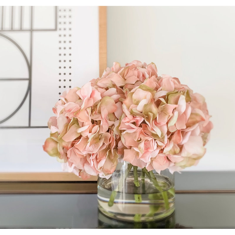 Hydrangea Floral Arrangement in Vase, 10"H x 12"W x 12"D
