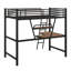 Lit mezzanine simple avec échelle de rangement pour bureau et garde-corps de sécurité pleine longueur