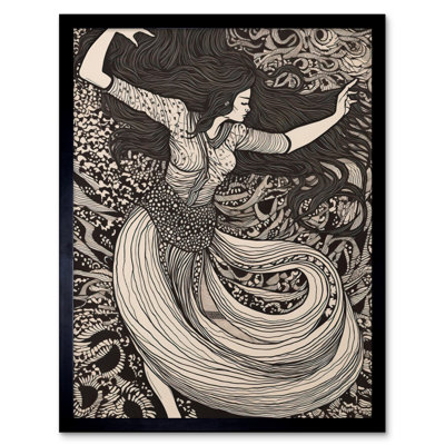 Lennart Long Haired Woman Dancing To Music In Boho Dress - Single Picture Frame Print