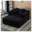 Chaise longue d'intérieur surdimensionnée de 60 pouces - Canapé-lit rembourré en velours côtelé avec assise profonde, fauteuil de lecture de style nuage pour le salon, aucun assemblage requis (noir)