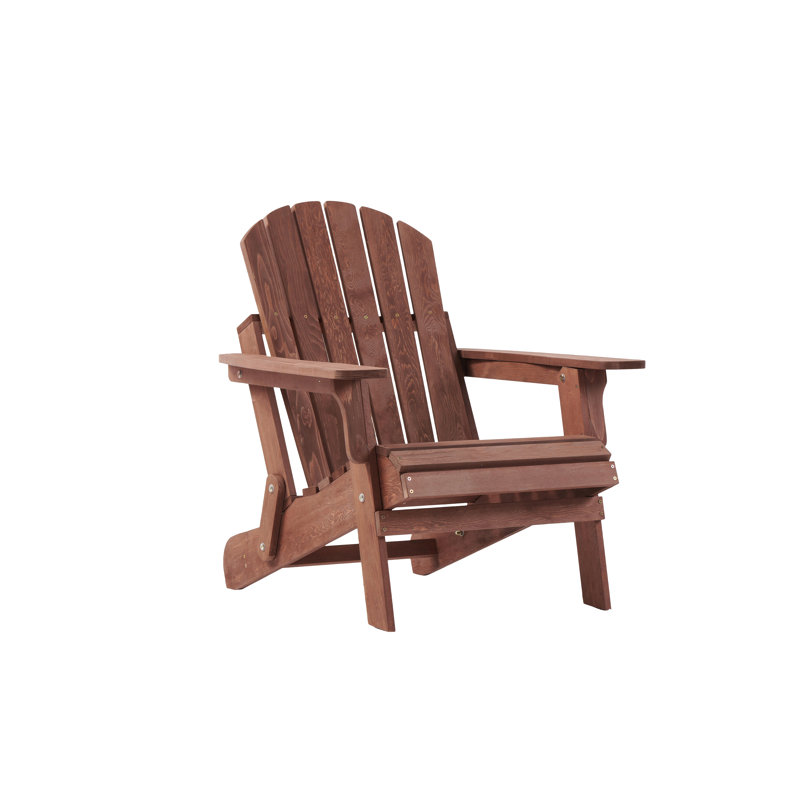 Oversize Wooden Outdoor Folding Adirondack Chair With Pre-Assembled Backrest & Seatboard, Wood Patio Chair For Garden Backyard Porch Pool Deck Firepit