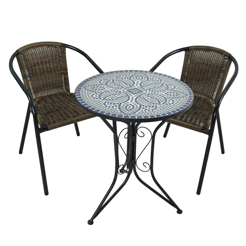Alzie 2 - Person Premium All-Weather Wicker Patio Dining Set with Round Table
