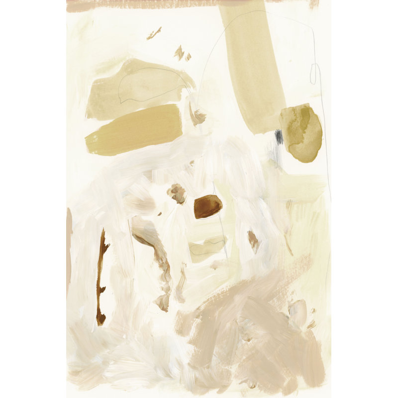 Markings In Beige II - Painting, 46 cm H x 30 cm W, Black Floater Frame