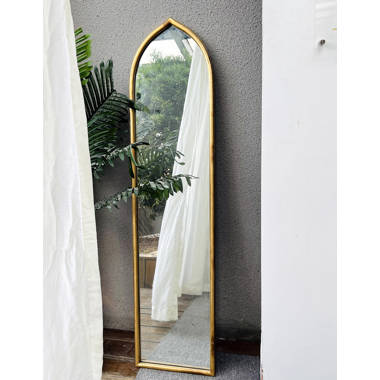 Channing Brown Wood Floor Mirror with Stand Ophelia & Co.