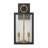 2-Light Lantern Wall Sconce with Matte Black Frame and Brass Accents
