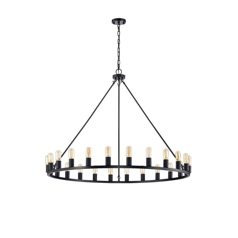 Atonvale 24 - Light Wagon Wheel Chandelier, Matte Black