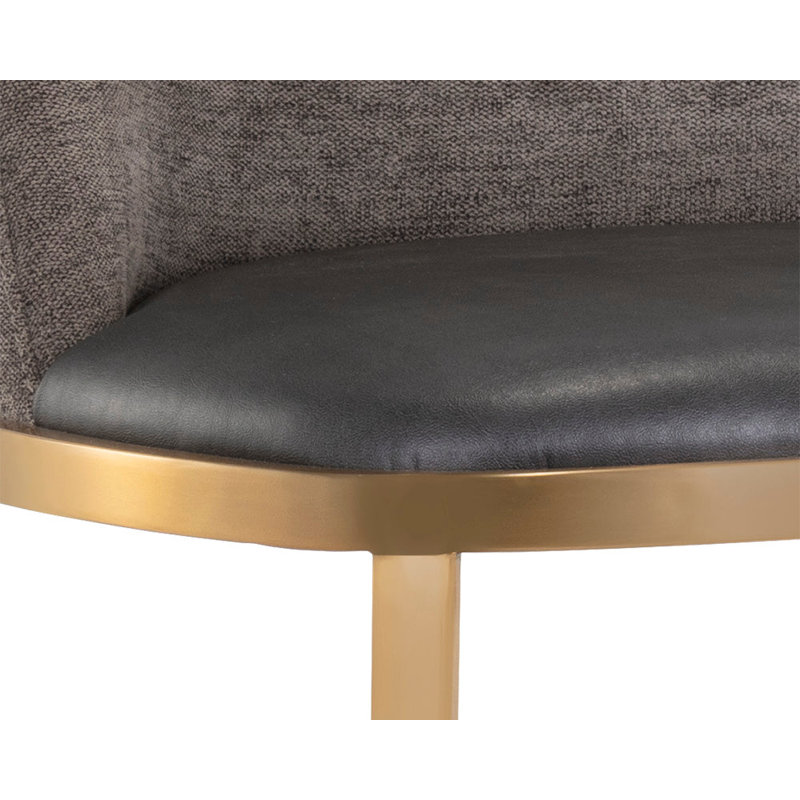 Dover Upholstered Stool with Metal Frame, Gray, Bar Stool (30” Seat Height)