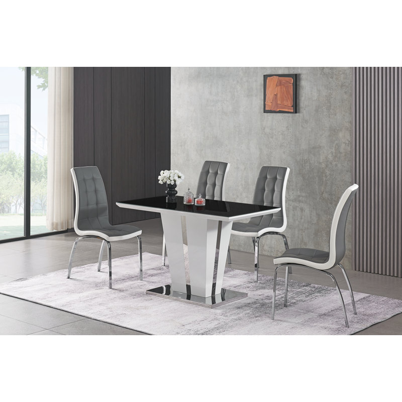 Chalen 4 - Person Dining Set, Grey/White