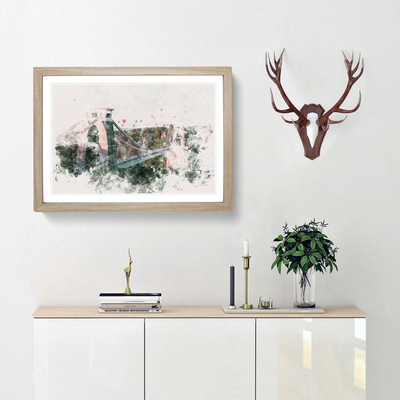 Clifton Suspension Bridge In Bristol Framed Print, Oak Framed, 40cm H x 60cm W x 2cm D