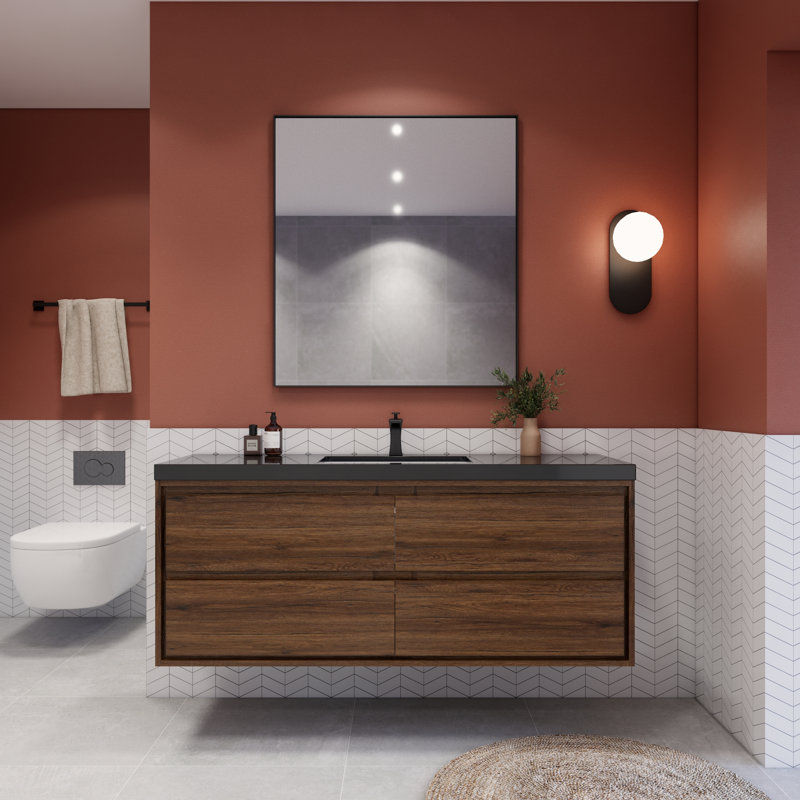 Vickye 60" Single Sink Bathroom Vanity Set, Rose Wood