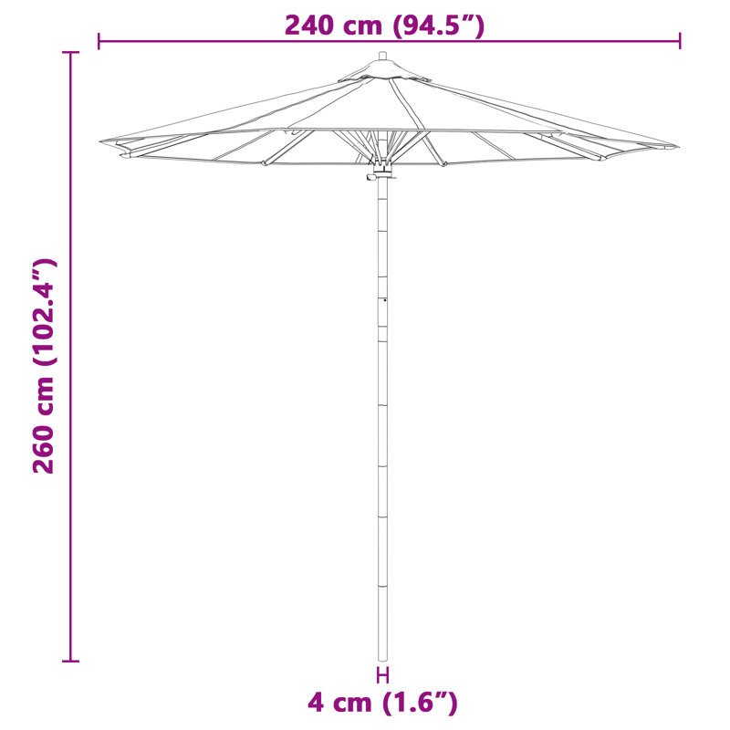 Market Parasol, 260cm H x 240cm W x 240cm D, Cream White