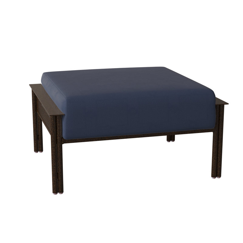Repose-pieds d'extérieur avec coussin Jax, Tissage uni palette indigo Sunbrella®, Étain