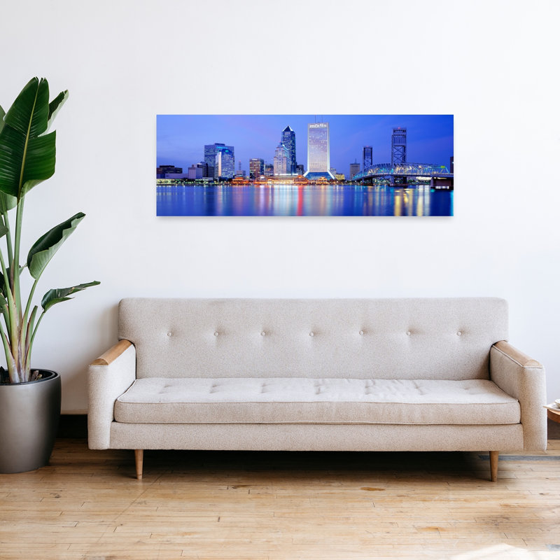 Nuit, Jacksonville, Floride, États-Unis, architecture moderne abstraite, art mural, H 48 po x l 16 po