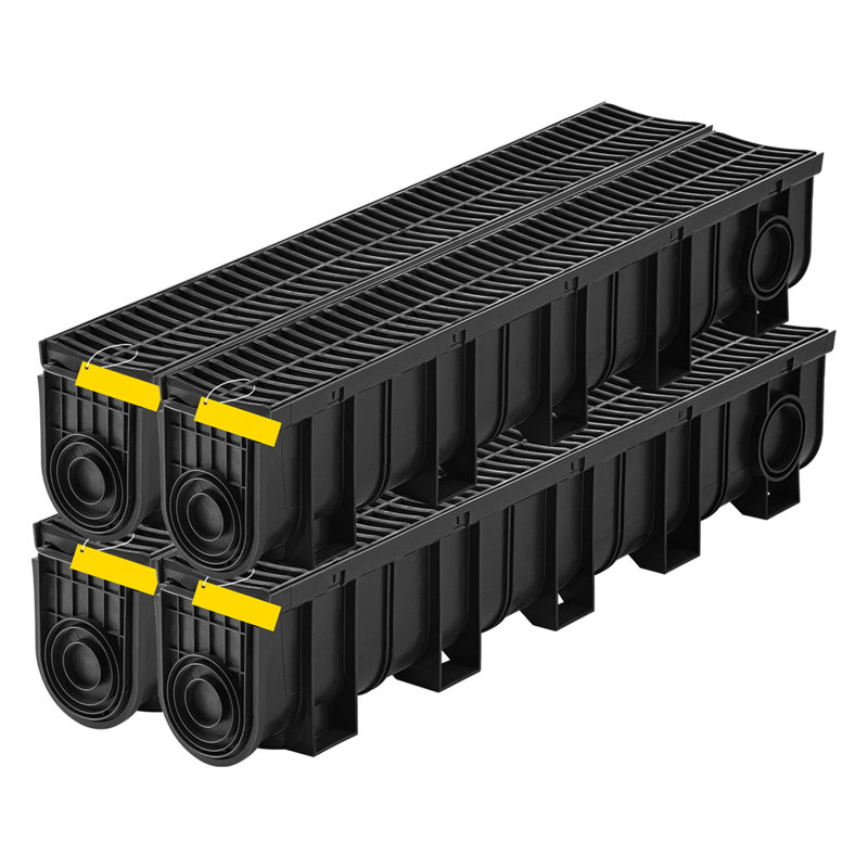 Ensemble de 4 ensembles de bonde en PEHD avec grille en plastique