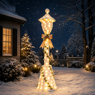 6 FT Lighted Street Lamp Post Christmas Decoration Outdoor 150 LED Pre-lit Streetlight for Porch Yard