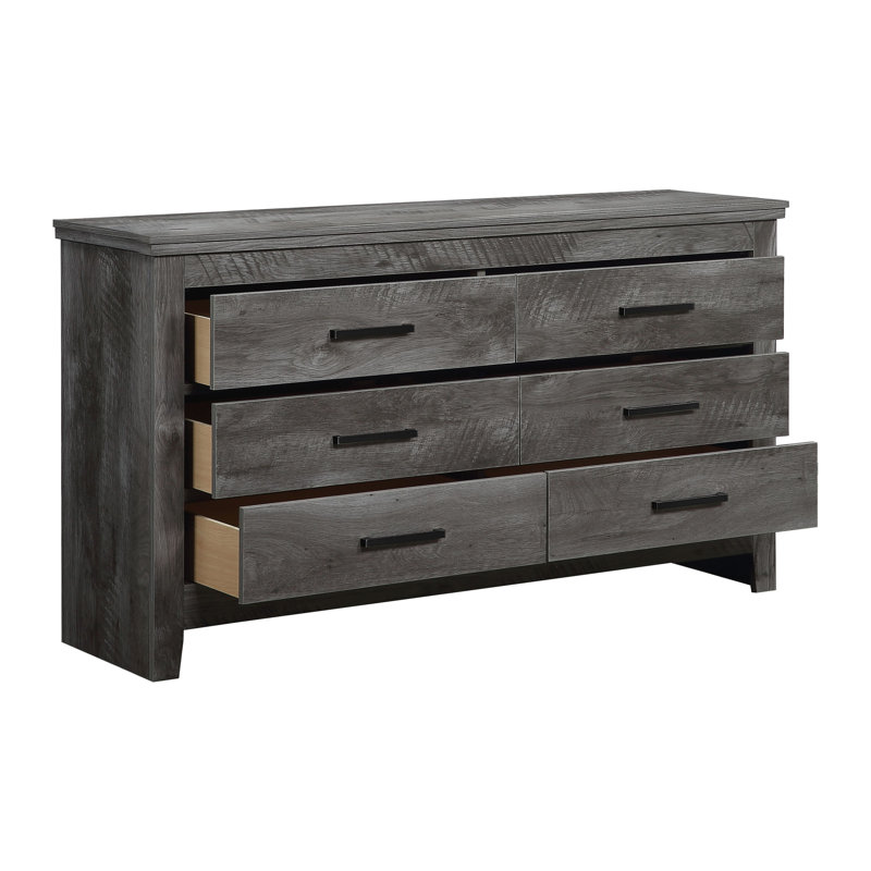 Halethorpe 6 - Drawer 59.6'' W Dresser, Rustic Gray Oak
