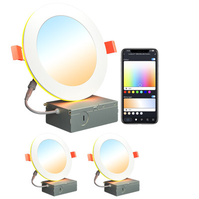 Smart LED Recessed Light Kit with RGB/Night Ring, Tunable Color Temperature, Compatible with Alexa/Google Assistant/BT Remote(2 Pack)