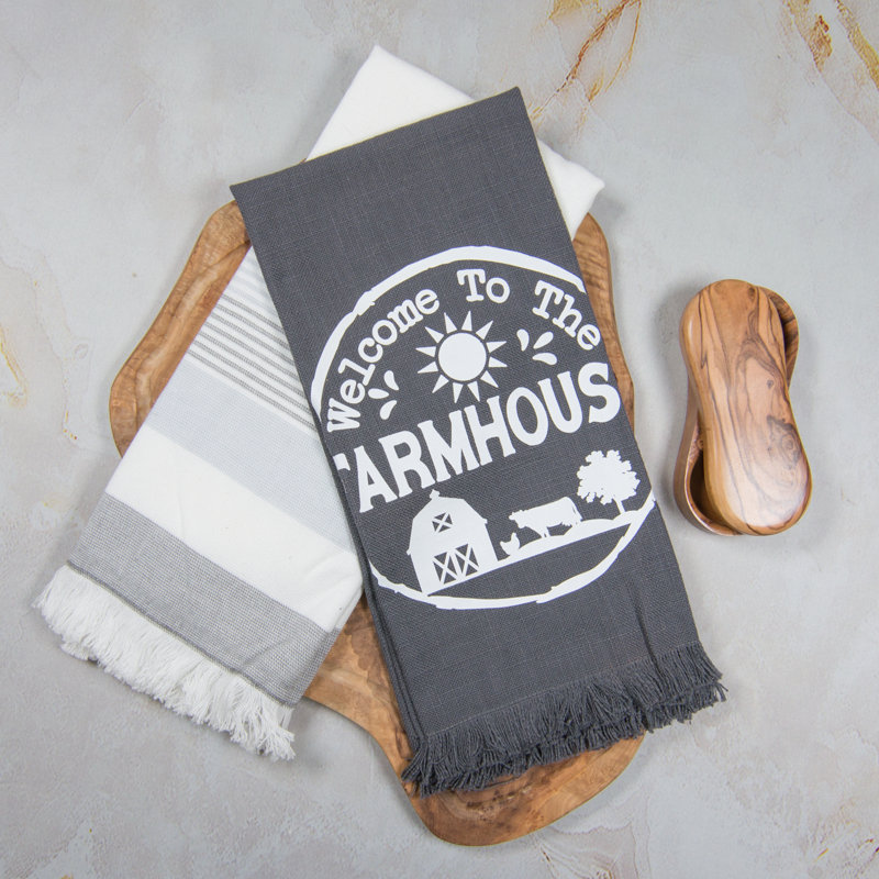 CHARCOAL TERRY FARMHOUSE TWO TOWEL SET