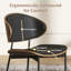 Chaises de salle à manger contemporaines à dossier courbé entièrement assemblées, chaises d'appoint en cuir noir