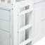 Lit mezzanine simple avec armoire de rangement, armoire à tiroirs et à tablettes et bureau coulissant, lit mezzanine en bois d'hévéa avec barrière de sécurité, échelle, blanc-473640795