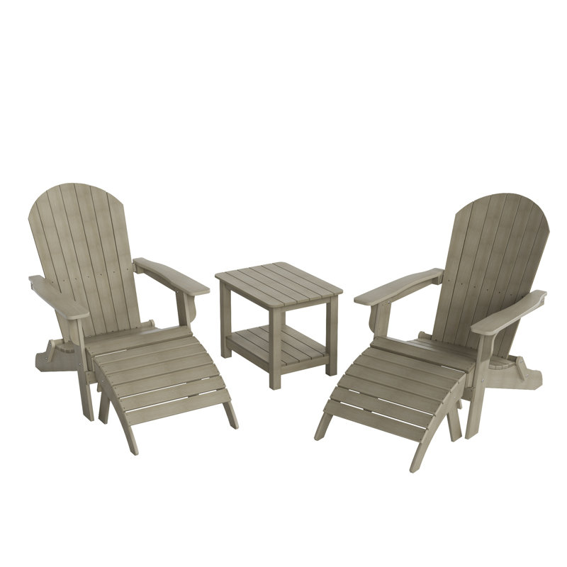 Arrlo Foldable Outdoor Adirondack Chair, Weathered Gray