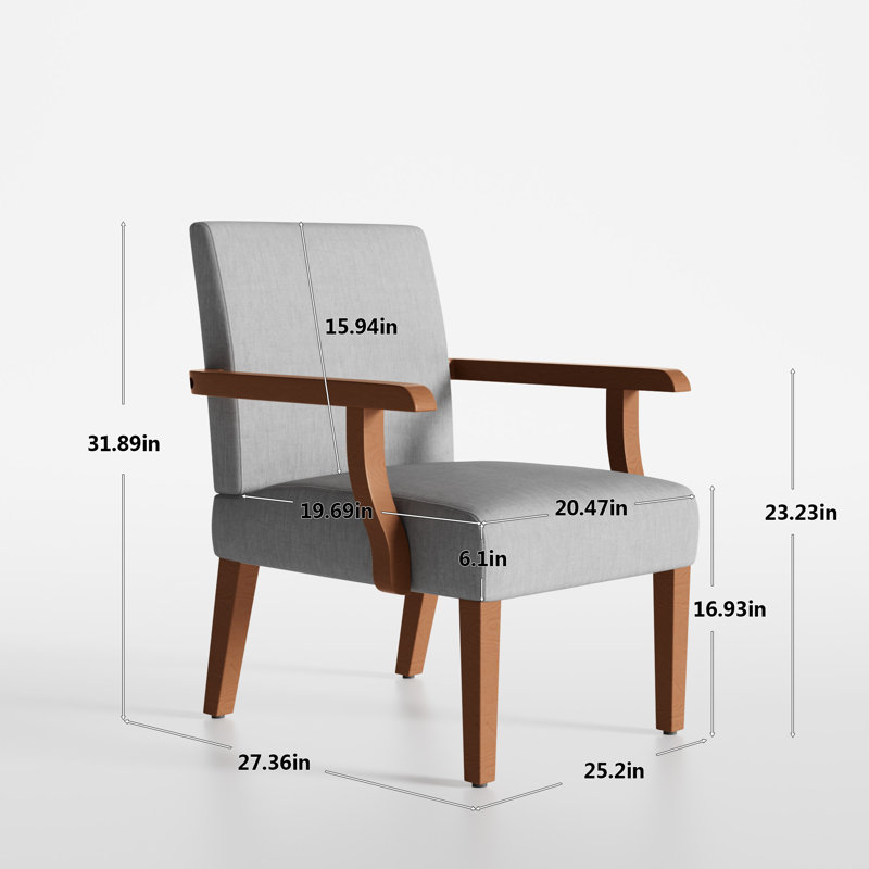 Ensemble de 2 fauteuils d'appoint rembourrés en tissu avec table de salle à manger ronde en bois, Tissu gris pâle