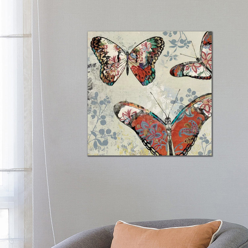 Patterned Butterflies II by Asia Jensen - Wrapped Canvas Print